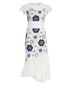 Sea Figgy Floral Crochet Asymmetric Dress