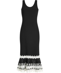 Jonathan Simkhai Contrast Lace Peplum Hem Sleeveless Dress