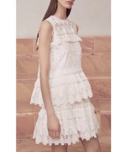 Alexis Jacqueline Tiered Ruffle Lace Mini Skirt