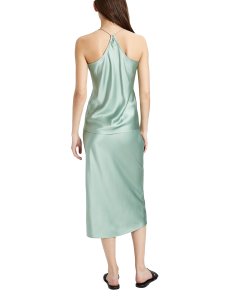 Theory Silk Satin Draped Back Slip Top