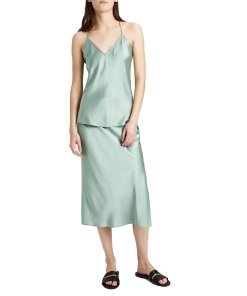 Theory Silk Satin Draped Back Slip Top