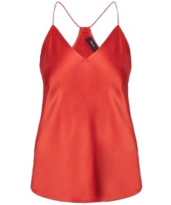 Theory Silk Satin Draped Back Slip Top