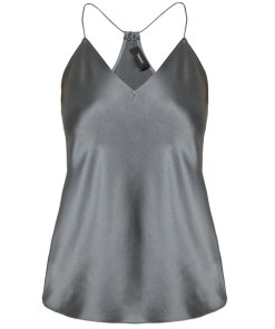 Theory Silk Satin Draped Back Slip Top