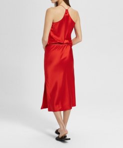 Theory Silk Satin Draped Back Slip Top