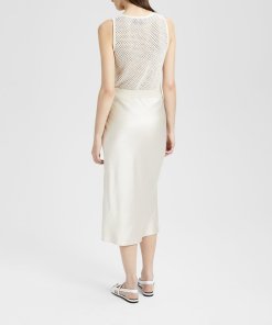 Theory Silk Satin Draped Back Slip Top