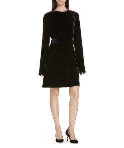 Theory Velvet Tie-Waist Shift Dress
