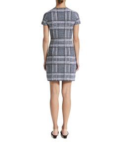 Theory Plaid Short-Sleeve Merino Wool Mini Dress