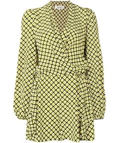 Diane von Furstenberg Diamond Squares Small Meyer Print Crossover Romper