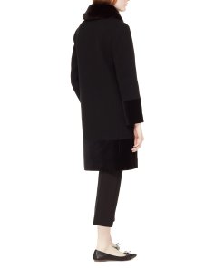 Kate Spade Faux Fur Collar Velvet-Trim Coat