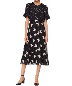 Kate Spade Butterfly Embroidered Midi Skirt