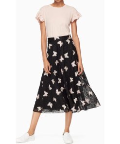 Kate Spade Butterfly Embroidered Midi Skirt