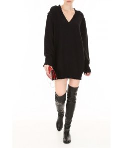 T by Alexander Wang Raw Edge V-Neck Long Sweater