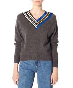 Sandro Nepeta Striped V-Neck Sweater