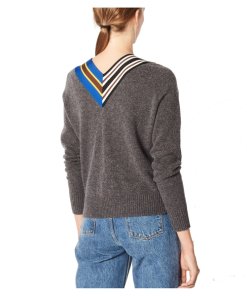 Sandro Nepeta Striped V-Neck Sweater