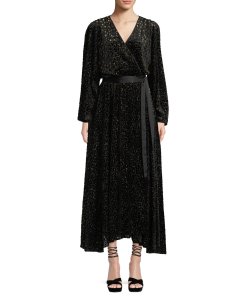 Diane von Furstenberg Metallic Animal Velvet Devore Wrap Dress