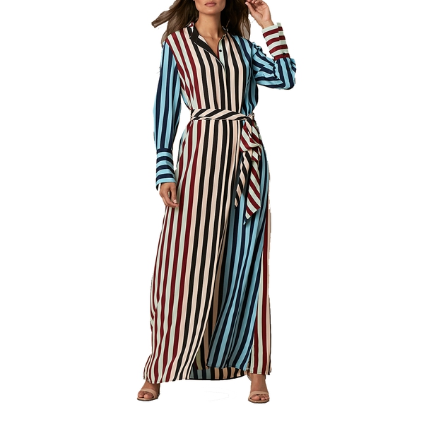 chinese dress ladies Stripe Maxi Shirt Dress - Navy main image 1