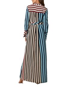 Diane von Furstenberg Carrington Stripe Pacific Long-Sleeve Floor-Length Shirtdress