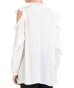 The Kooples Cold-Shoulder Ruffled Silk-Georgette Blouse