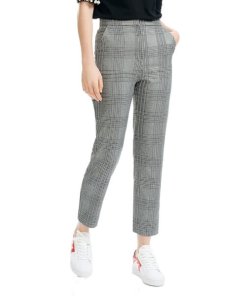 Maje Plino Check Straight Cropped Pants