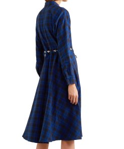 Maje Rebel Belted Check Cotton-Flannel Midi Dress