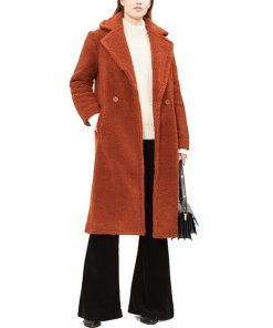 Maje Gourson Long Faux Fur Coat