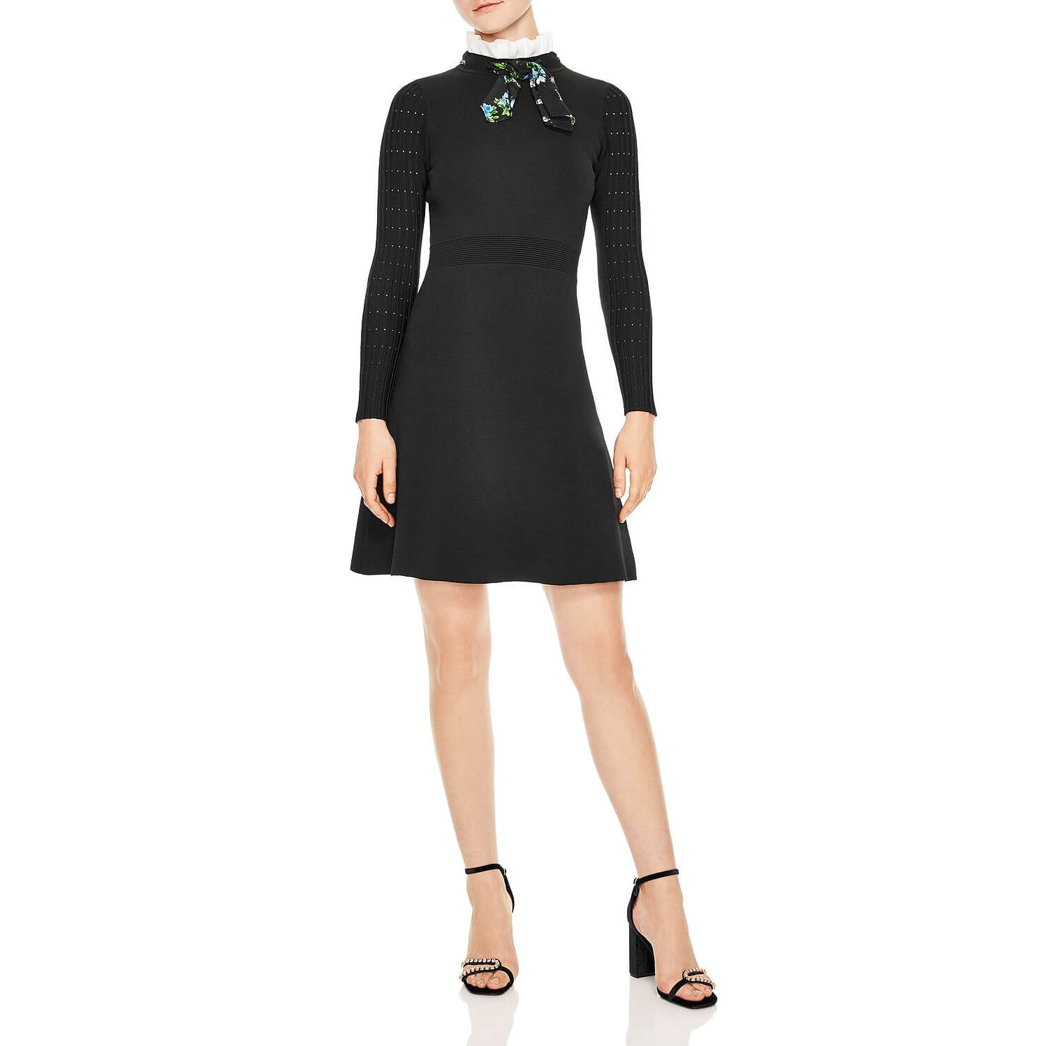 Sandro Clmence Tie-Neck A-Line Dress evaChic Sandro Clmence Tie-Neck A-Line Dress evaChic