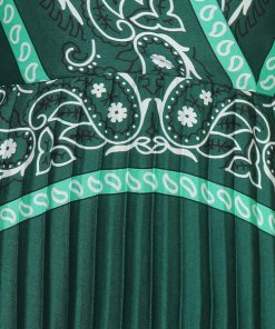 Sandro Cactus Bandana Print Pleated Midi Dress