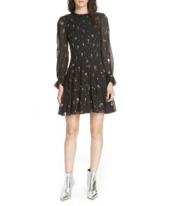 Rebecca Taylor Smocked Scattered Tulip Clip Dress