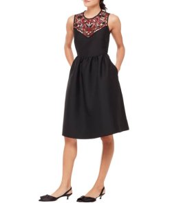 Kate Spade Mikado Embroidered Illusion Sweetheart Dress evaChic Kate Spade Mikado Embroidered Illusion Sweetheart Dress evaChic