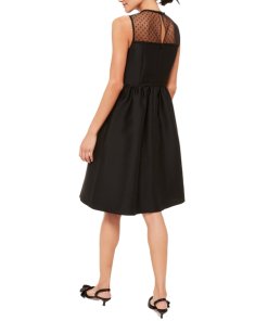 Kate Spade Mikado Embroidered Illusion Sweetheart Dress