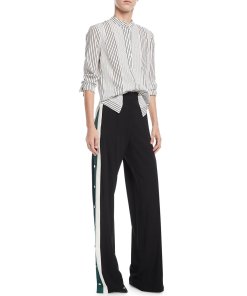 Veronica Beard Russo High-Waist Side-Snap Wide-Leg Pants