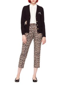 Kate Spade Meow Leopard Embroidered Cardigan