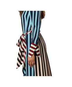Diane von Furstenberg Carrington Stripe Pacific Long-Sleeve Floor-Length Shirtdress