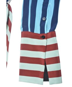 Diane von Furstenberg Carrington Stripe Pacific Long-Sleeve Floor-Length Shirtdress