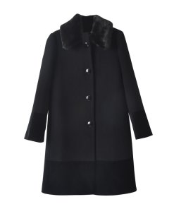 Kate Spade Faux Fur Collar Velvet-Trim Coat
