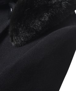 Kate Spade Faux Fur Collar Velvet-Trim Coat
