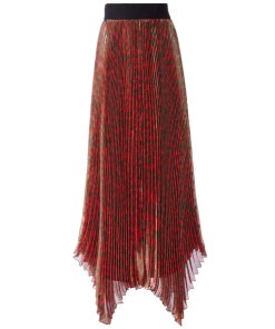 Alice + Olivia Katz Metallic Leopard Print Pleated Maxi Skirt
