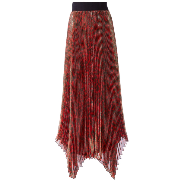 Alice + Olivia Katz Metallic Leopard Print Pleated Maxi Skirt