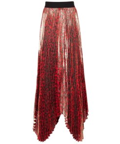 Alice + Olivia Katz Metallic Leopard Print Pleated Maxi Skirt