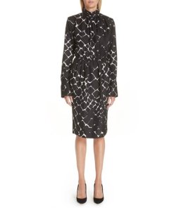 Marc Jacobs Printed Silk Turtleneck Midi Dress