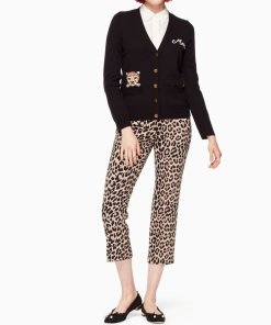 Kate Spade Meow Leopard Embroidered Cardigan