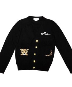 Kate Spade Meow Leopard Embroidered Cardigan
