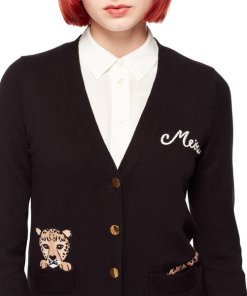 Kate Spade Meow Leopard Embroidered Cardigan