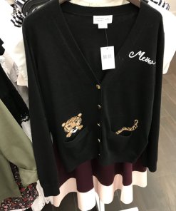 Kate Spade Meow Leopard Embroidered Cardigan