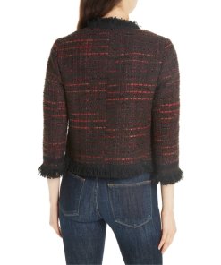 Kate Spade Multi Tweed Fringe Jacket