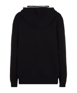 Sandro Reine Pearl-Embellished Zip-Up Hooded Cardigan