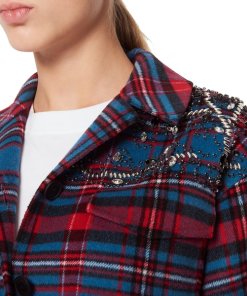 Sandro Mar Embellished Flannel Jacket