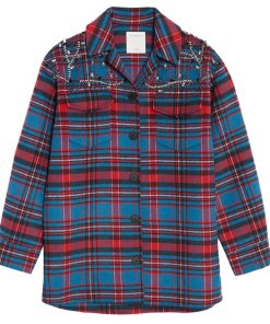 Sandro Mar Embellished Flannel Jacket