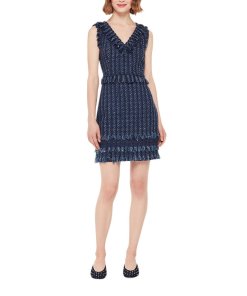 Kate Spade Madison Avenue Fringe V-Neck Tweed Dress