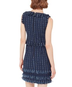 Kate Spade Madison Avenue Fringe V-Neck Tweed Dress